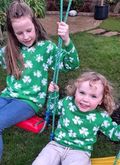 Kids Knit Green Shamrock Sweater